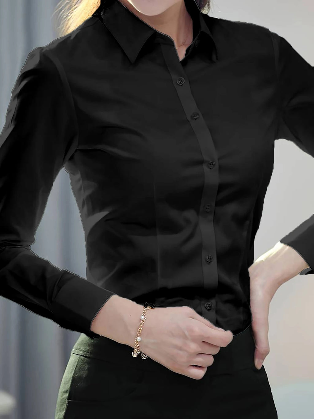 Camisa de Manga Larga de Negocios para Mujer
