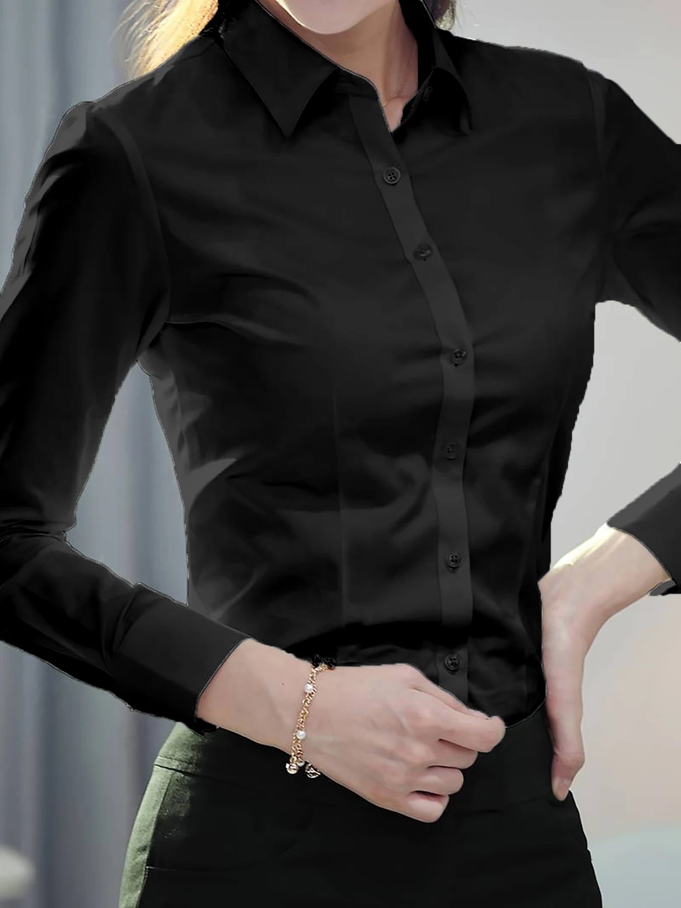 Camisa de Manga Larga de Negocios para Mujer