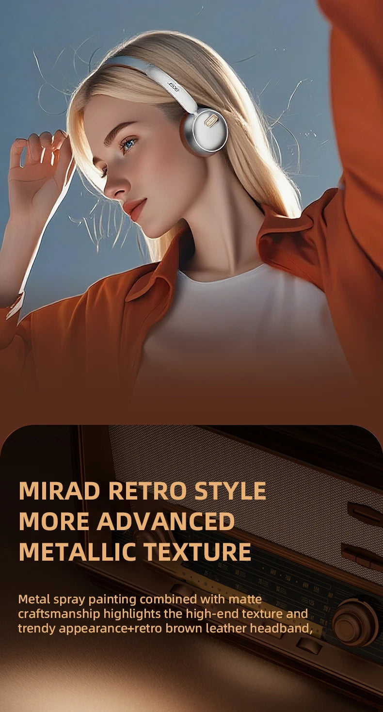 Auriculares Bluetooth Acer OHW111, Estilo Retro, Inalámbricos, Bluetooth 5.4, HIFI Estéreo, para Gamers, 70 Horas de Reproducción