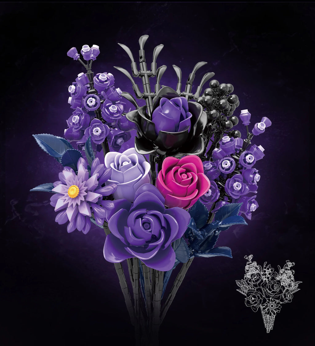 Bloques de Construcción de Ramo de Rosas, Modelo de Flor Botánica DIY, Decoración Creativa para el Hogar, Regalo para Ella, Mujeres y Adultas, Día de San Valentín, Día de la Madre