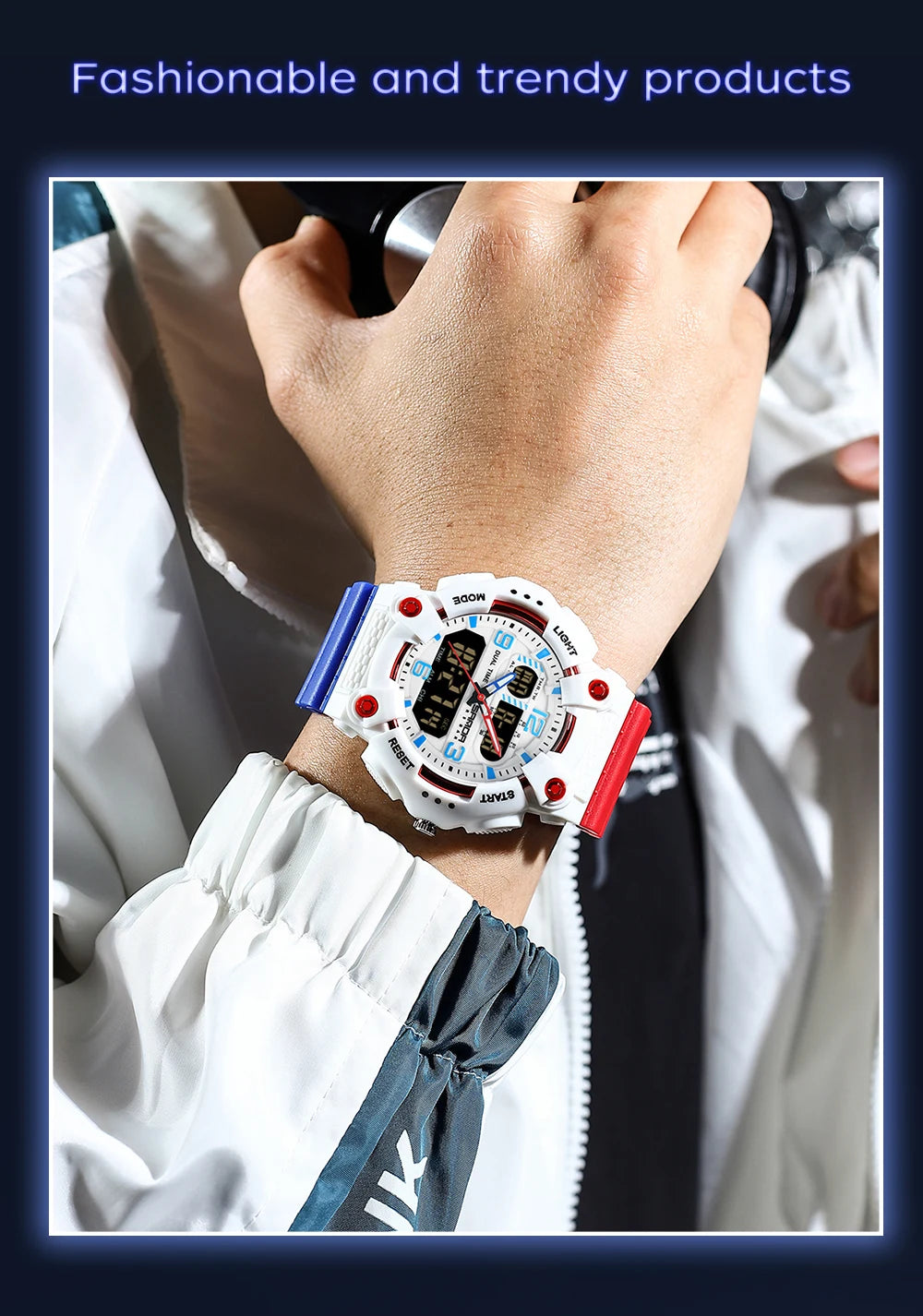 Reloj Digital Deportivo SANDA Pantalla Dual Resistente al Agua 5 Bar