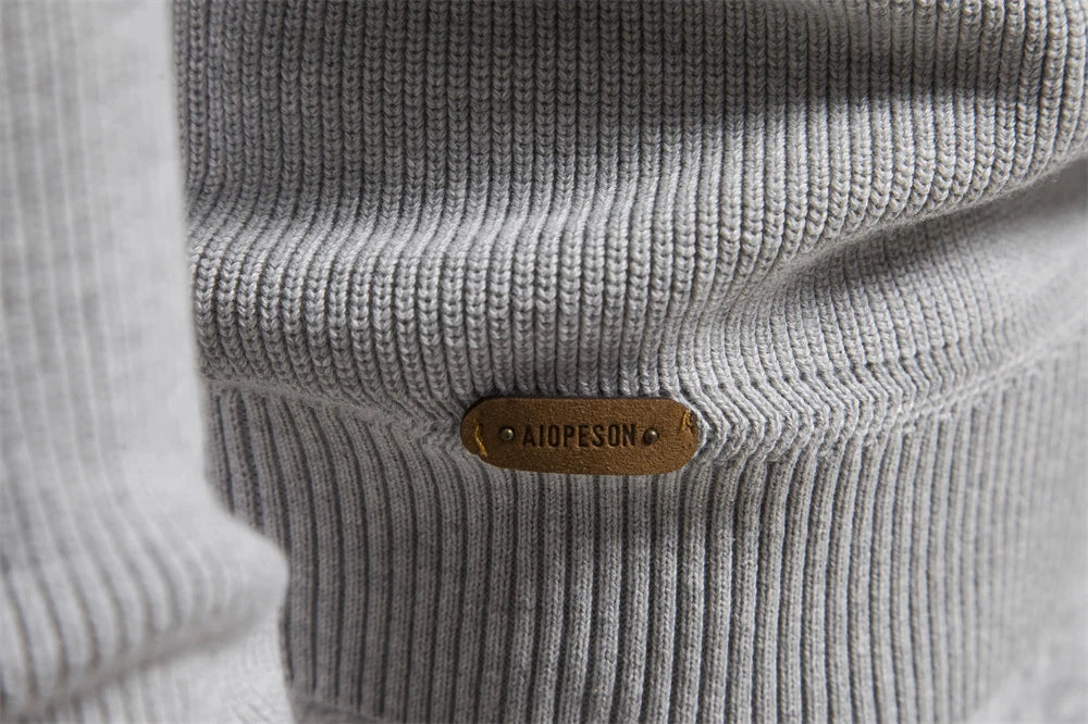 Cárdigans de algodón con cremallera para hombre, suéteres sociales informales a la moda, suéter de punto cálido de cuello alto para invierno, novedad de 2023