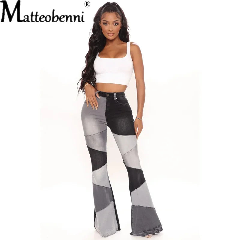 Pantalones Vaqueros Acampanados de Cintura Alta para Mujer