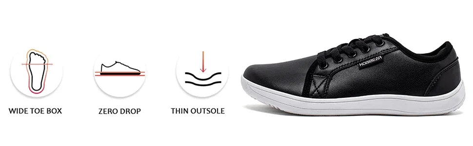 HOBIBEAR Zapatos minimalistas de punta ancha, zapatillas Unisex descalzas con caída cero, zapatos casuales de moda de cuero Artificial