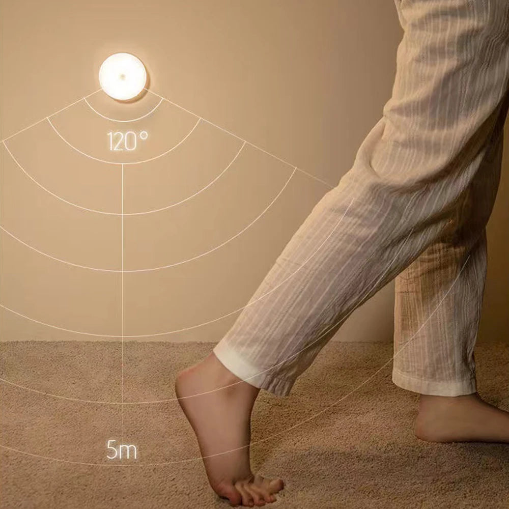 PZSUNLY-luz LED con Sensor de movimiento para armario, USB, para iluminación del hogar, dormitorio, armario, lámpara, luces recargables