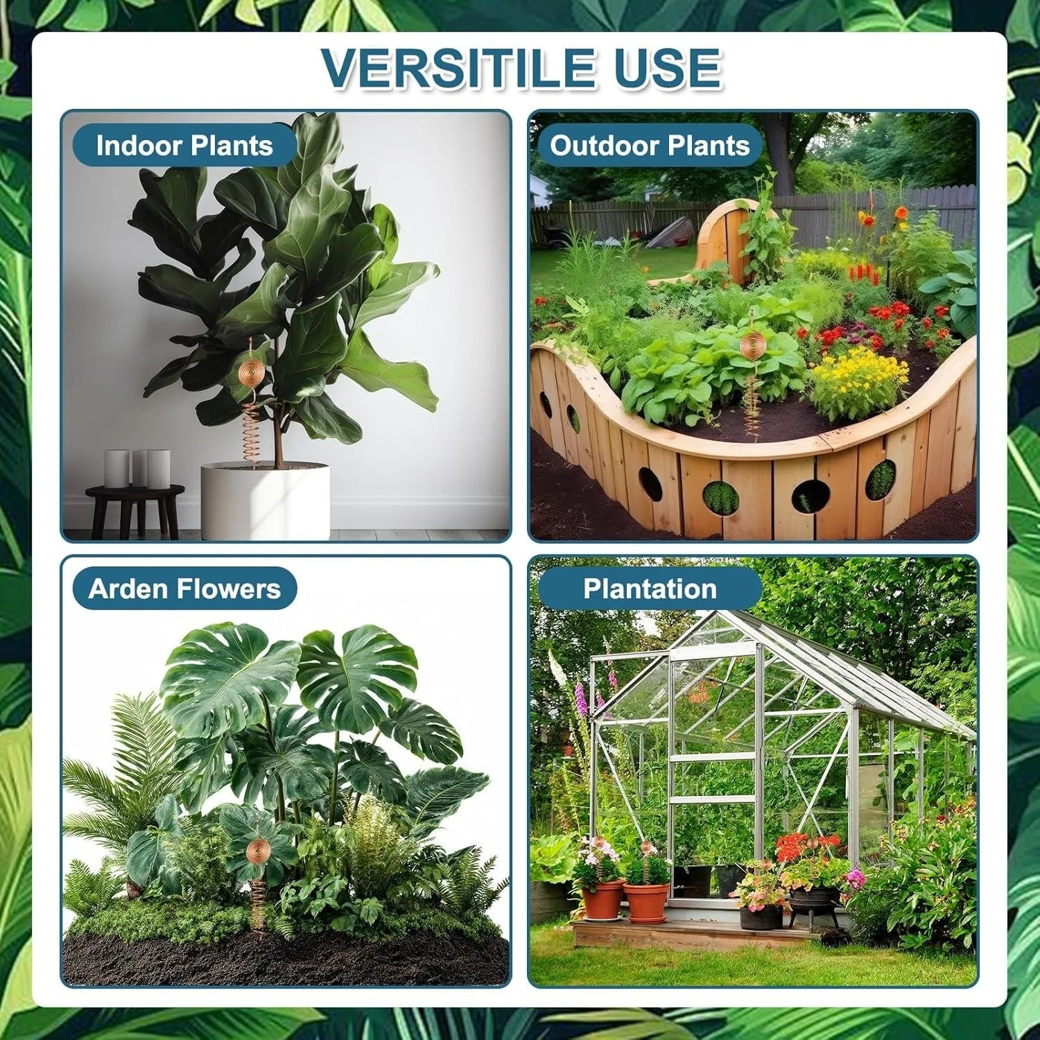 Estacas de Cobre para Soporte de Plantas de Jardín