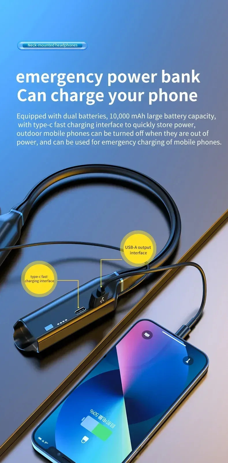 Auriculares Bluetooth Banda para el Cuello Deportivos