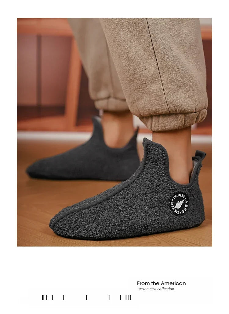 YRZL, zapatos de algodón de invierno para hombre, zapatillas ligeras sin cordones de alta calidad, mocasines de algodón de felpa para interiores, zapatos cálidos Unisex
