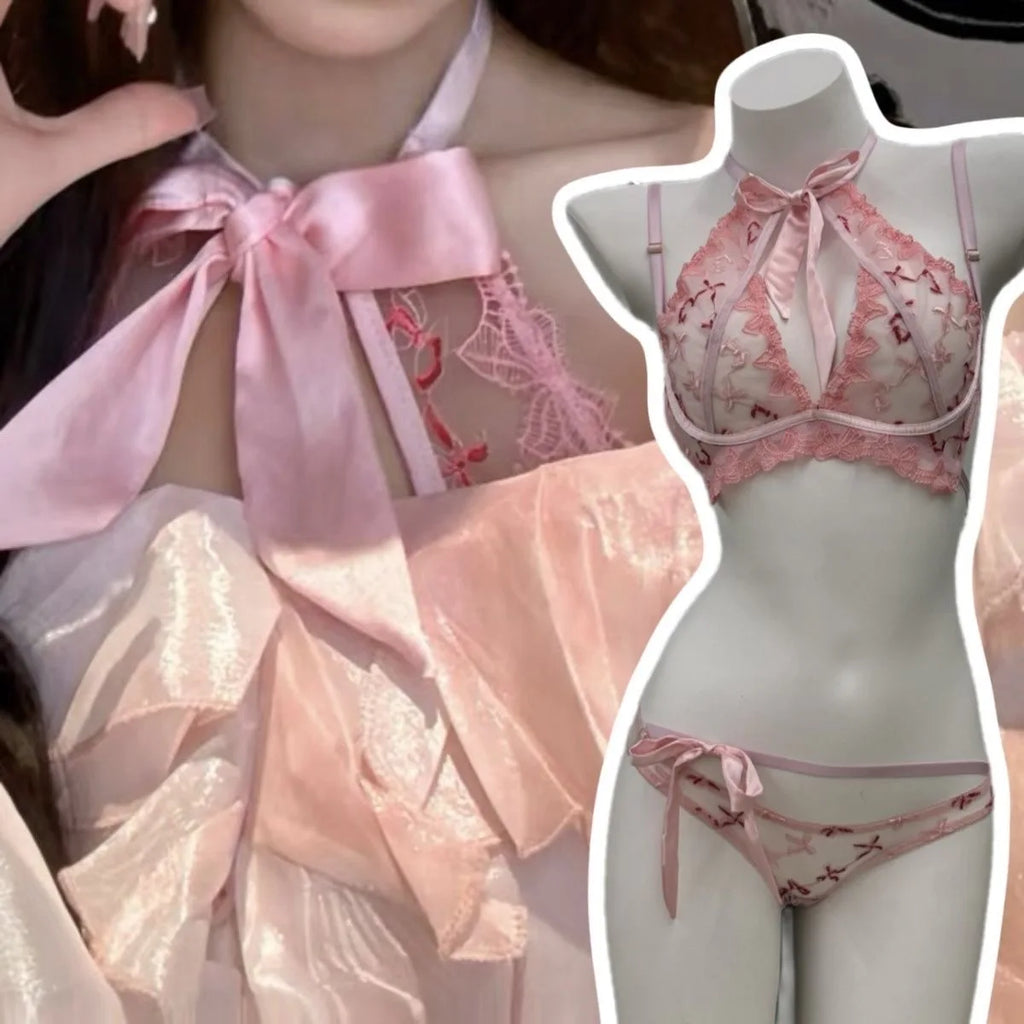 Conjunto de Bralette y Bragas con Bordado Mariposa para Mujer