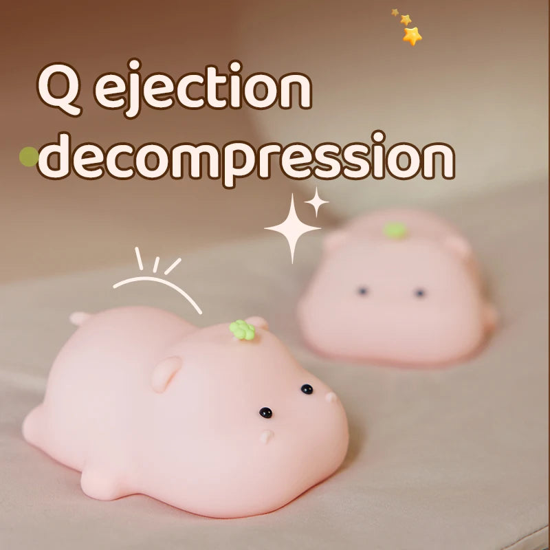 Luz nocturna de hipopótamo rosa para niños, Linda luz nocturna de silicona, carga USB, lámpara de sincronización táctil, decoración de escritorio, regalo