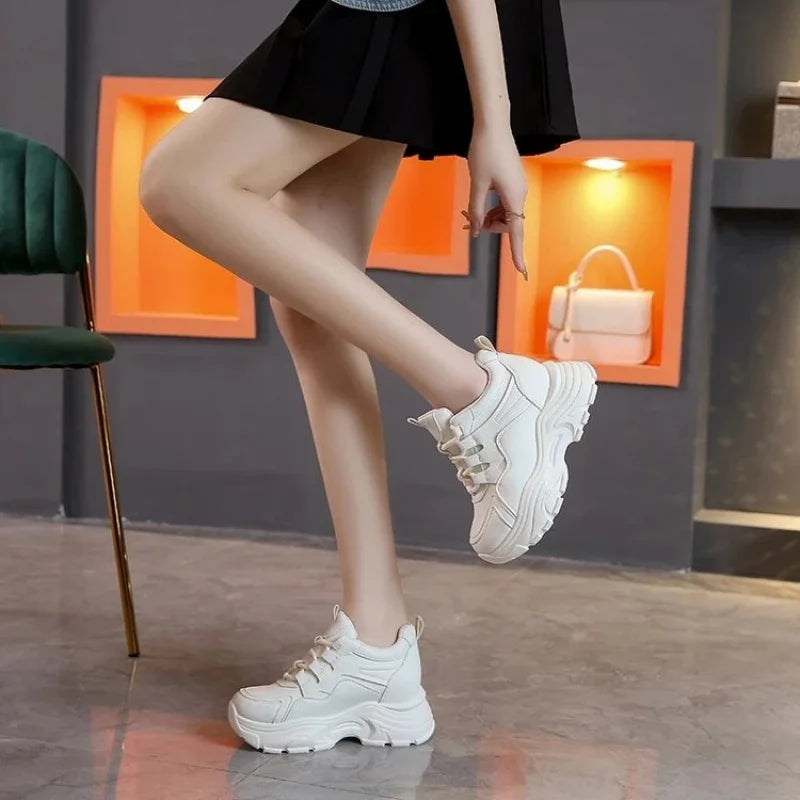 Zapatillas Deportivas para Mujer, Ligeras, Antideslizantes, con Plataforma Alta, Estilo Chunky, Zapatos con Alzas para Uso Diario y Fitness
