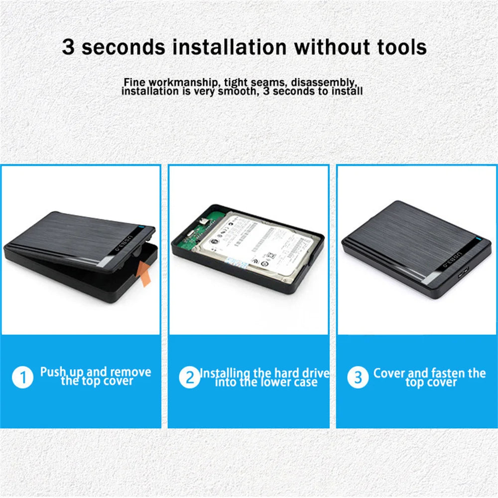 Caja de disco duro SATA USB 2,0 de 2,5 pulgadas, carcasa portátil para disco duro externo, para SSD, para disco duro, para ordenador portátil, PC, escritorio, uso en el hogar y la Oficina