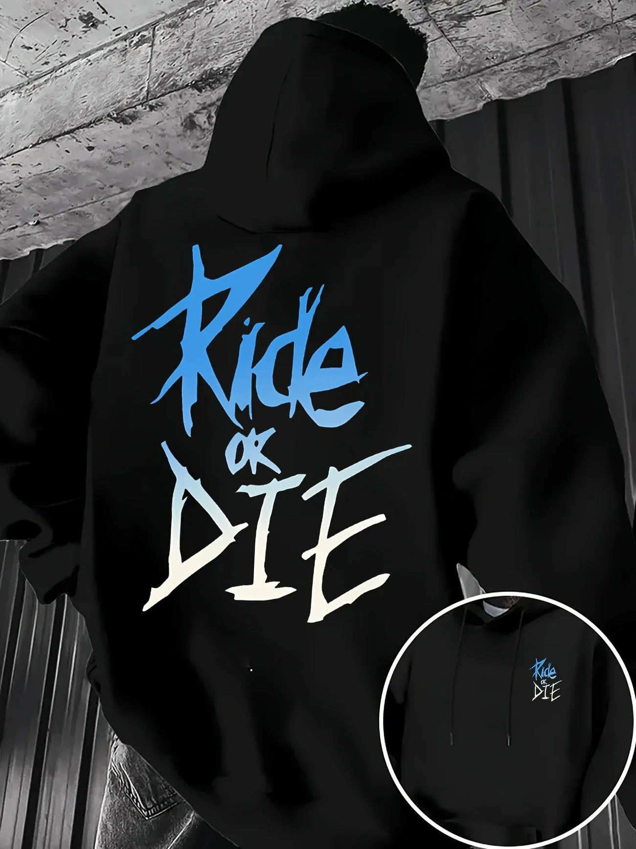 Buzo con Capucha Hombre Estampado Ride or Die Hip-Hop