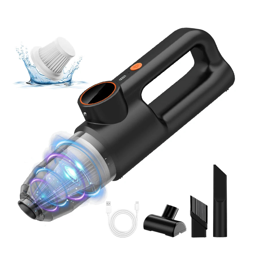 Mini Aspiradora Inalámbrica 11000PA con LED para Auto y Hogar
