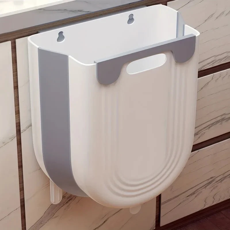 Cubo de basura colgante plegable para cocina, mueble de baño para el hogar, cubo de basura montado en la pared, accesorios de cocina