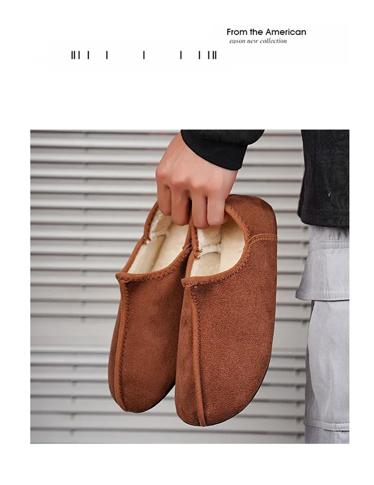 YRZL zapatos de algodón de invierno para hombre, zapatillas ligeras sin cordones cálidas, mocasines de algodón de felpa para dormitorio y hogar, zapatos cálidos de invierno Unisex
