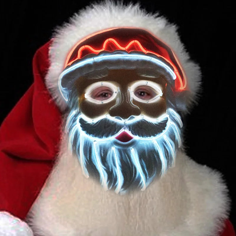 Máscara de fiesta de Navidad, mascarada de Navidad, Cosplay, Papá Noel, máscara LED, accesorios divertidos para disfraz de fiesta, regalo de Navidad, juguete para niños