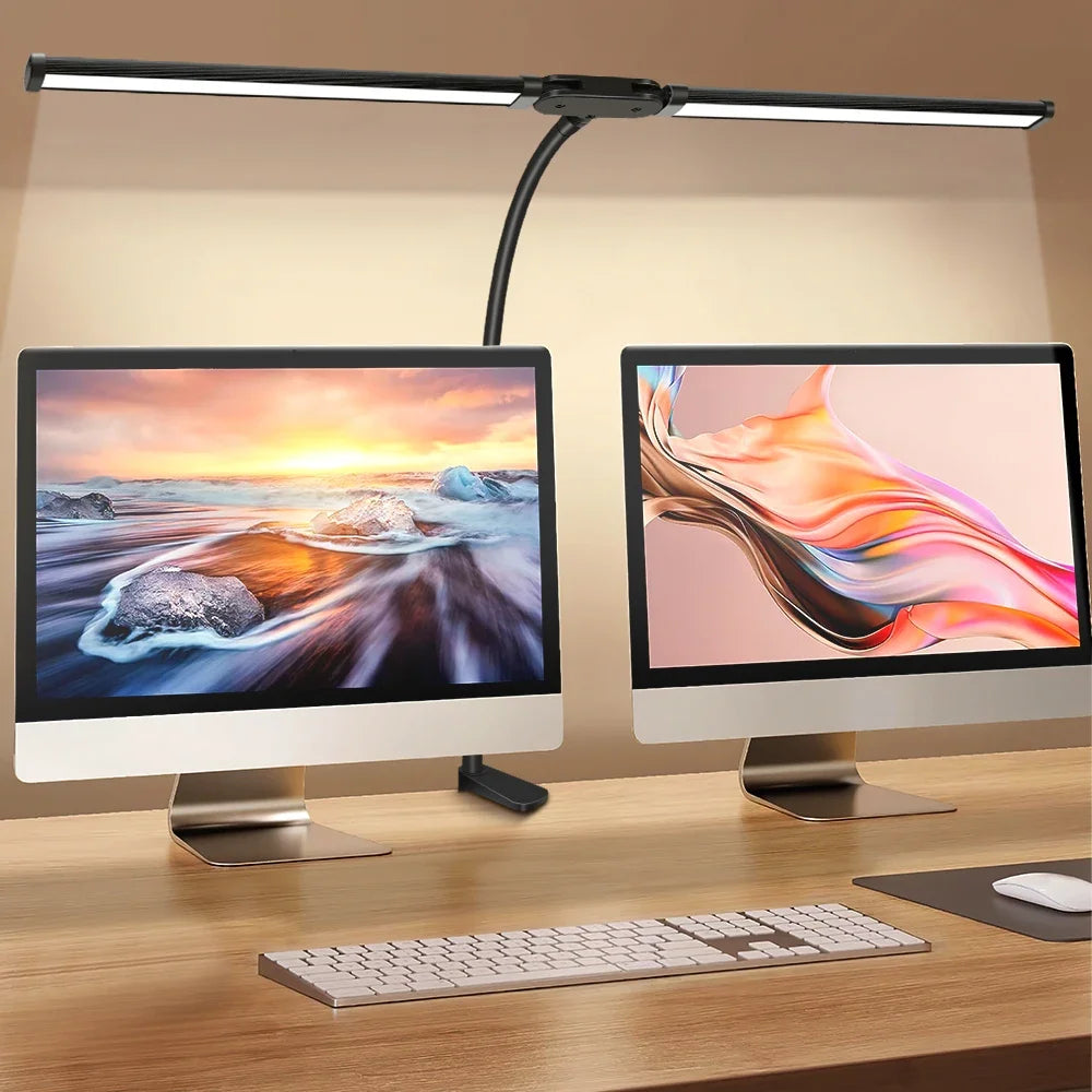 Lámpara LED de Escritorio con Clip, 3 Modos de Color y 10 Niveles de Brillo