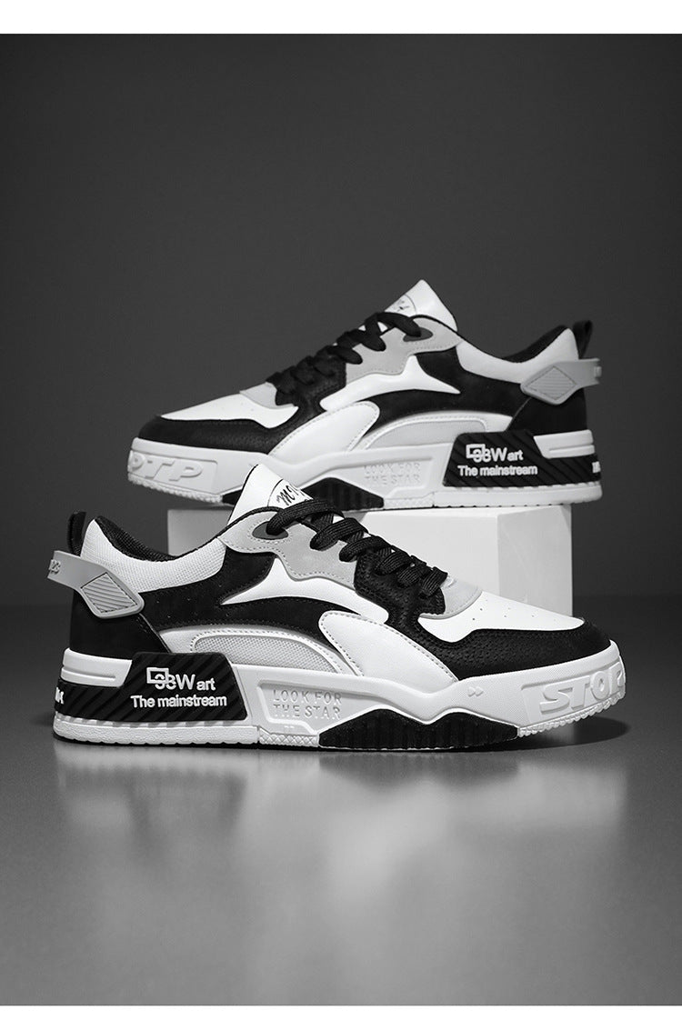 Zapatillas de deporte de otoño para hombre, zapatos de plataforma cómodos, zapatos vulcanizados con cordones de tendencia, Zapatillas informales blancas