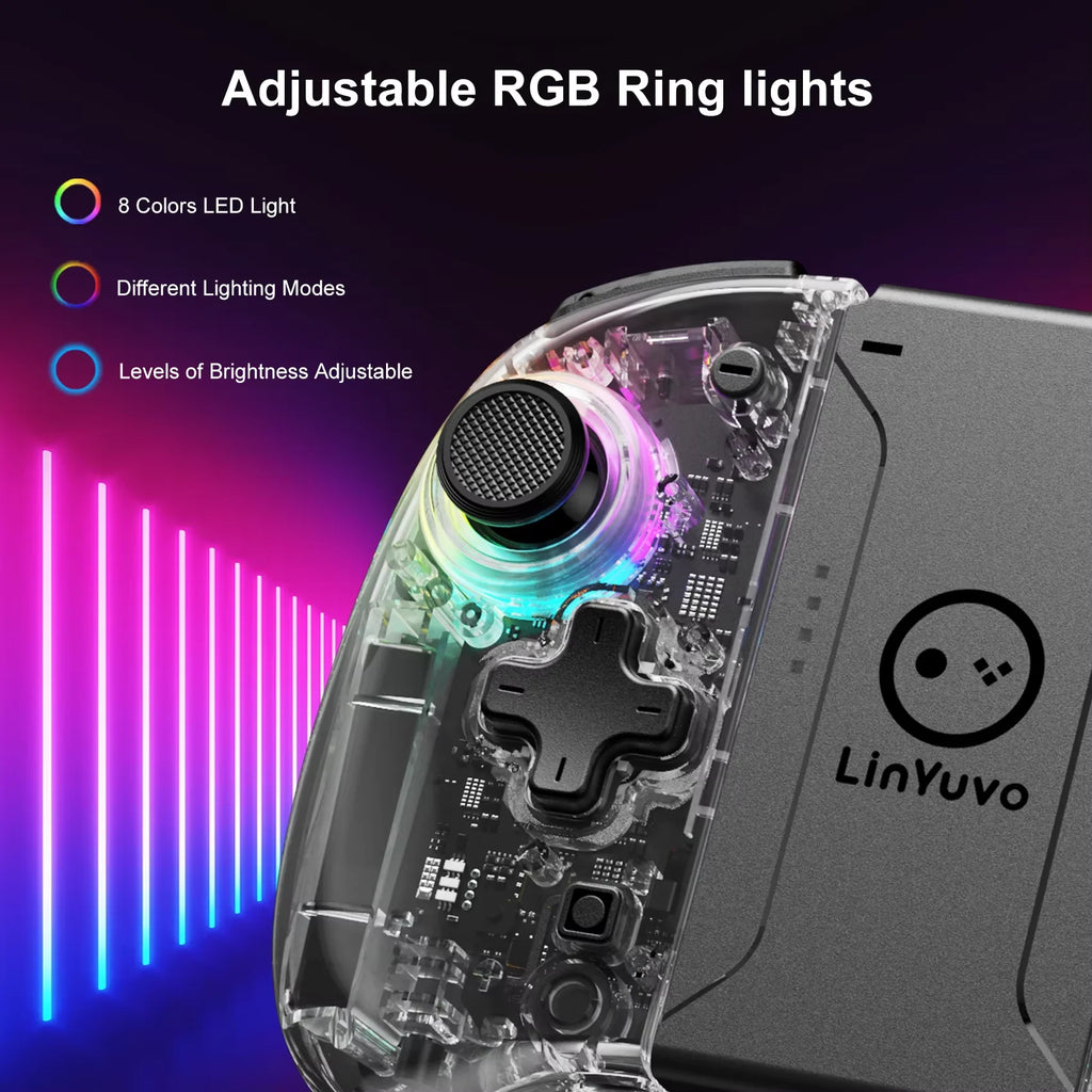 Controlador inalámbrico LinYuvo Meteor Light KS37B para interruptor/OLED con programable/Control de movimiento/doble vibración/Función Turbo