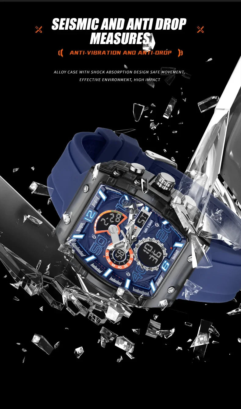 SMAEL 8109 nuevo reloj para hombre, deportivo multifuncional, resistente al agua hasta 50M, pantalla Dual, luz LED nocturna, reloj electrónico para estudiantes de ocio