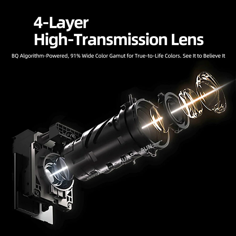 Proyector Android LED 4K 850 Lúmenes 1080P 3D Portátil con Altavoz WIFI para Mini Cine en Casa, Teléfono, Beamer, Smart TV AUN A45