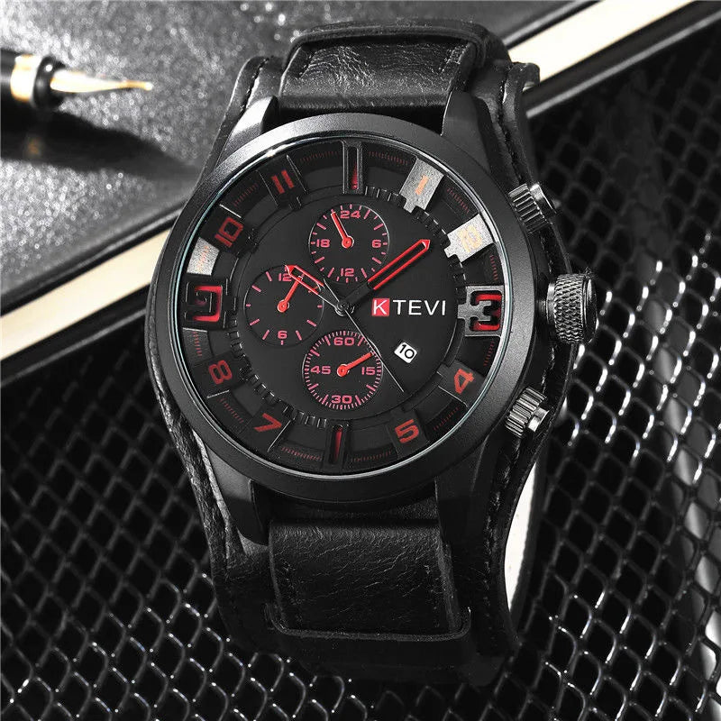 Relojes YIKAZE Retro para hombre, reloj clásico de cuarzo de lujo para negocios, reloj de pulsera militar con fecha y correa de cuero con esfera grande a la moda para hombre