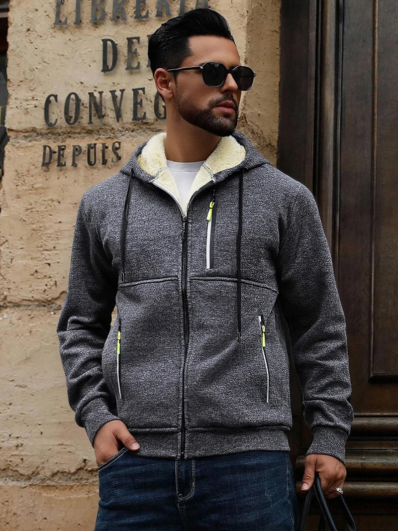 Chaqueta de Invierno con Forro Sherpa y Capucha para Hombre