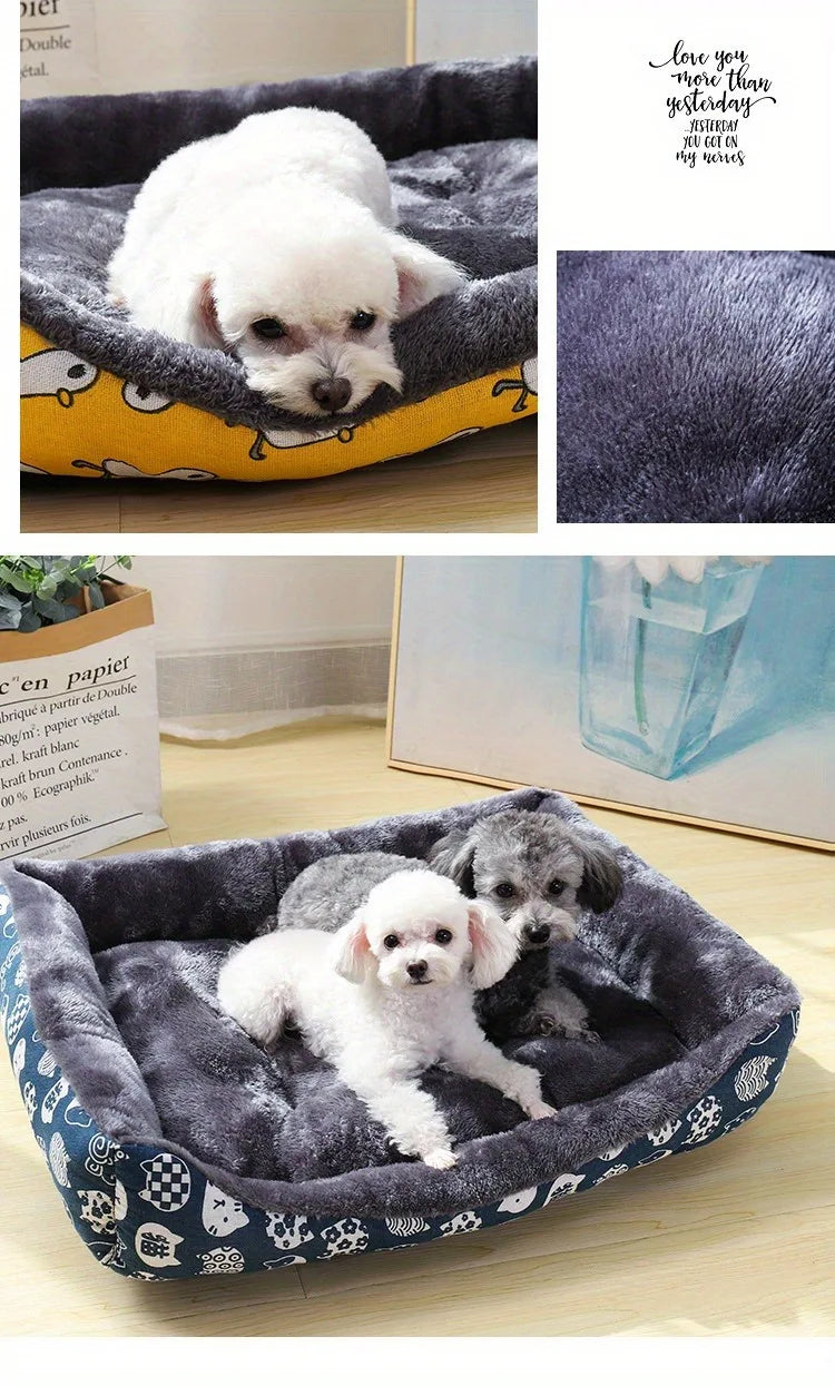 Cama Acolchada con Bordes para Perros y Gatos — Todos los Tamaños