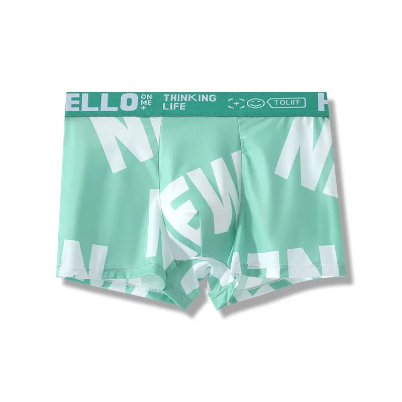 Ropa interior de seda para hombre - pantalones de pierna recta cómodos de talla grande para estudiantes - pantalones de cuatro esquinas modernos para chicos - estilo veraniego