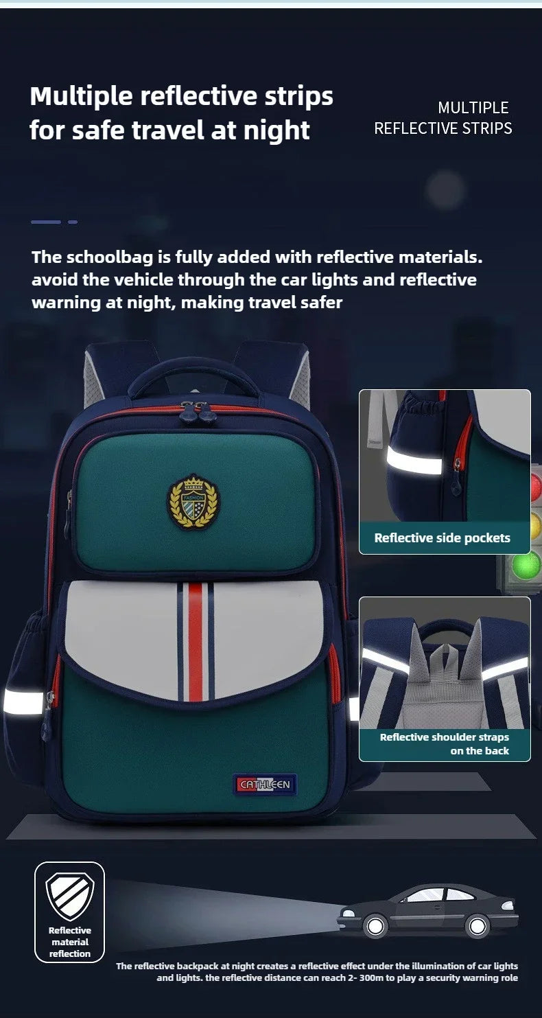 Mochila escolar para niños de grado 1 y 6, mochila duradera impermeable de tela Oxford ligera con diseño ergonómico