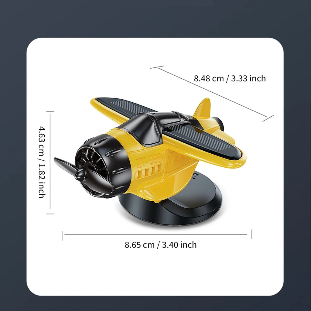 Mini avión con energía Solar, fragancia sólida, consola central para coche, adorno para salpicadero 360 °   Aire más fresco giratorio para aviones creativos