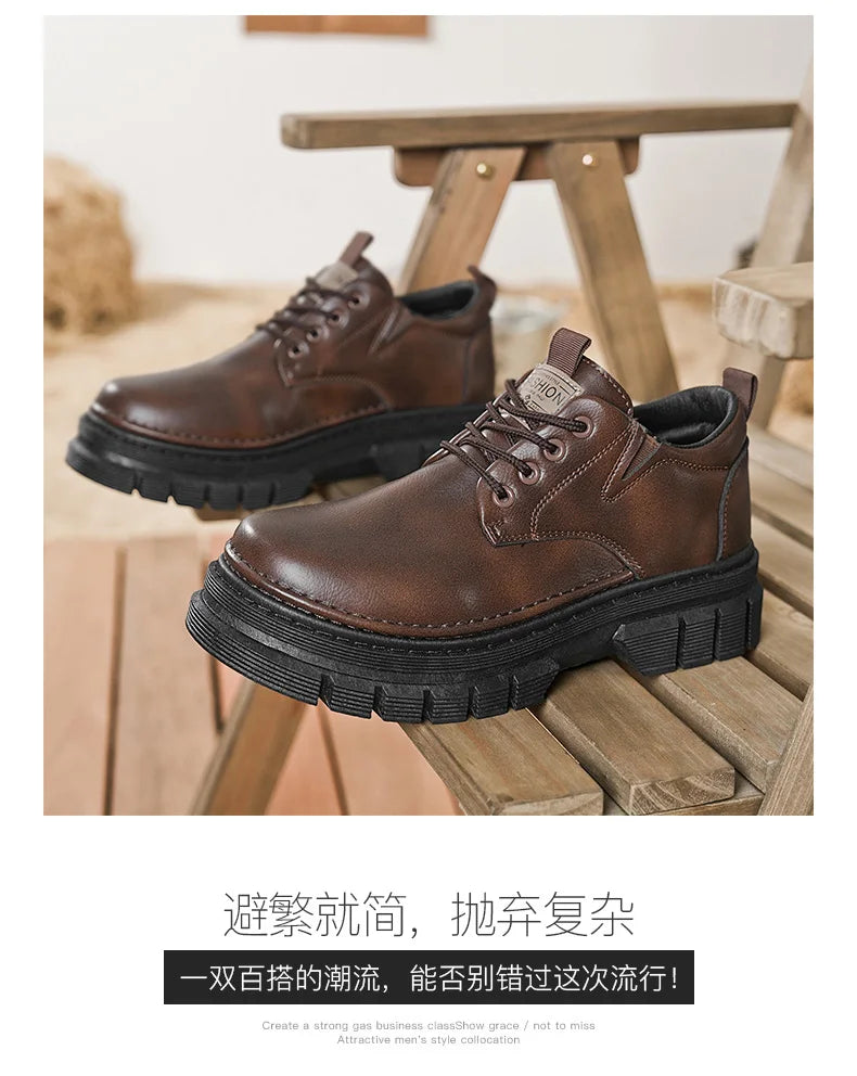 Zapatos informales para hombre, calzado cómodo para trabajo hecho a mano en las cuatro estaciones, zapatos de trabajo al aire libre, moda Joker, zapatos de marea juvenil, zapatos de cuero para fiesta de negocios