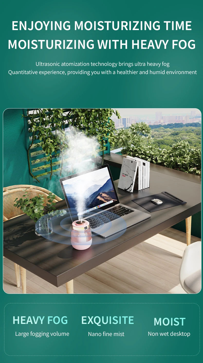 Tres modos de humidificador opcional, doble pulverización para el hogar y la Oficina, suplemento de agua y aire con pulverizador grande, pantalla digital inteligente