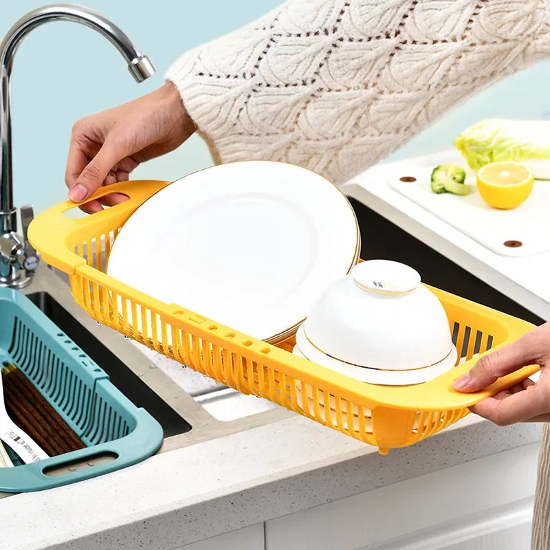 Colador sobre el fregadero, cesta coladora, lavar verduras y frutas, drenaje, accesorios de cocina extensibles, utensilios de cocina