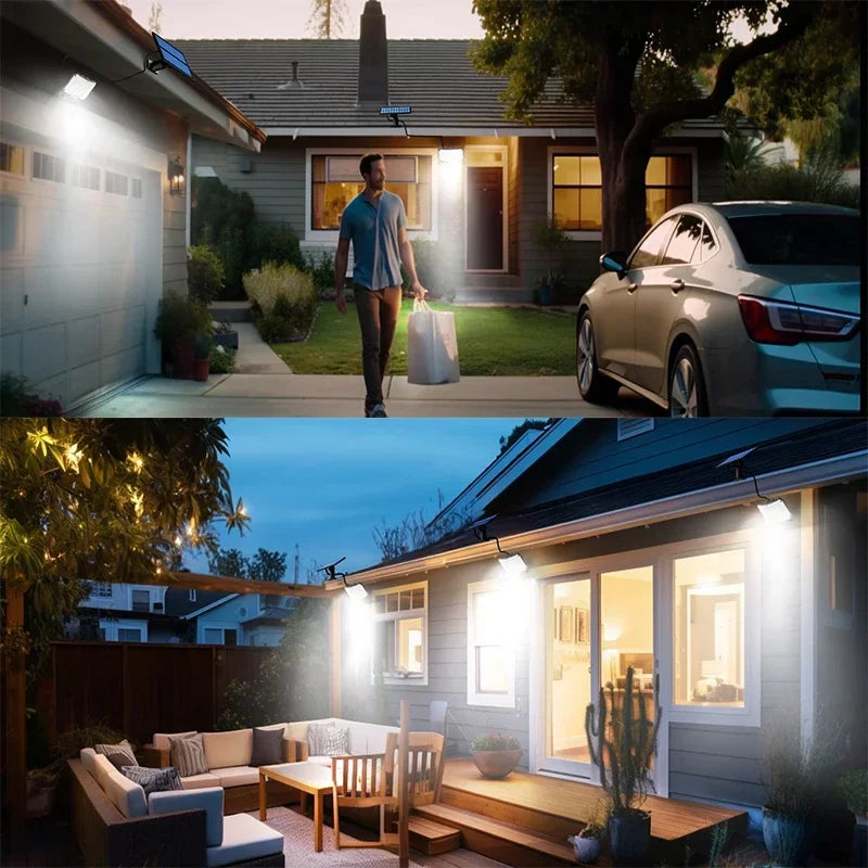 Luz Solar para exteriores, Sensor de movimiento superbrillante, lámpara LED de pared para jardín de gran potencia, resistente al agua IP65, 3 modos de trabajo
