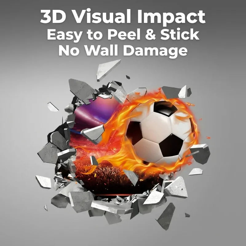 Pegatinas de Pared de Fútbol 3D, Adhesivos Removibles para Habitación de Niños, Decoración de Pared para Dormitorio, Decoración Deportiva Infantil