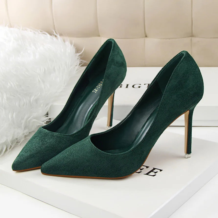 Zapatos de Tacón Alto 9cm para Mujer - Gamuza, Tallas Grandes