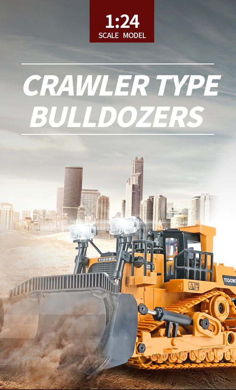 Bulldozer de Control Remoto RC 1/24 9 Canales 2.4G para Niños