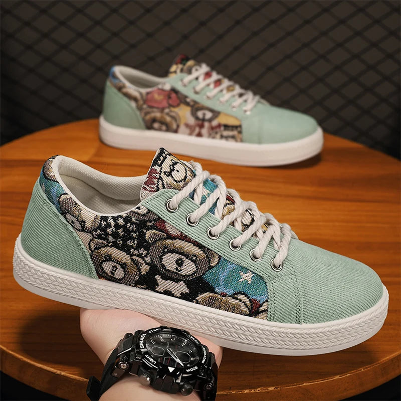 Zapatos informales de tela para hombre, zapatos para caminar al aire libre, ligeros y transpirables, para primavera y verano, zapatos planos cómodos y a la moda para jóvenes