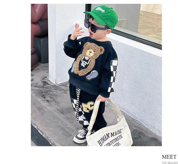 Sudaderas con capucha de moda para bebés, conjuntos de ropa para niños y niñas, sudadera de manga larga y pantalones, traje informal para primavera y otoño
