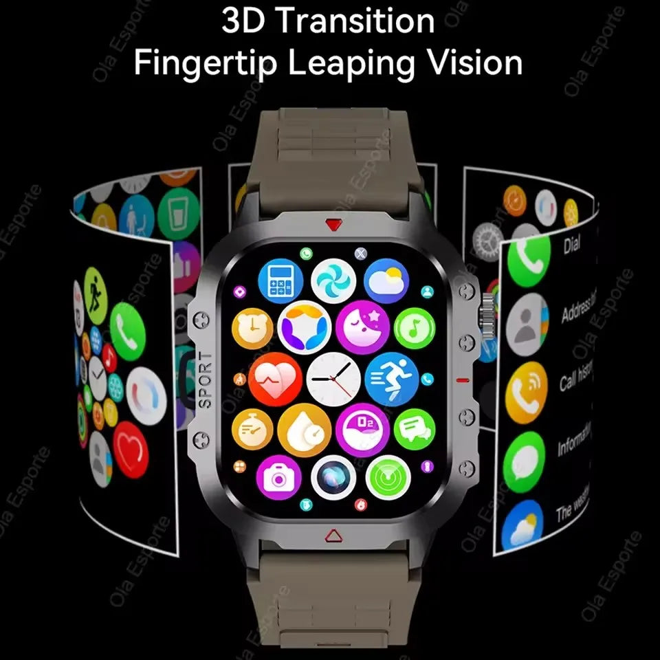 Nuevo reloj inteligente 2025 para hombre, relojes militares para exteriores con seguimiento GPS, llamadas telefónicas, reloj inteligente deportivo resistente al agua con ritmo cardíaco