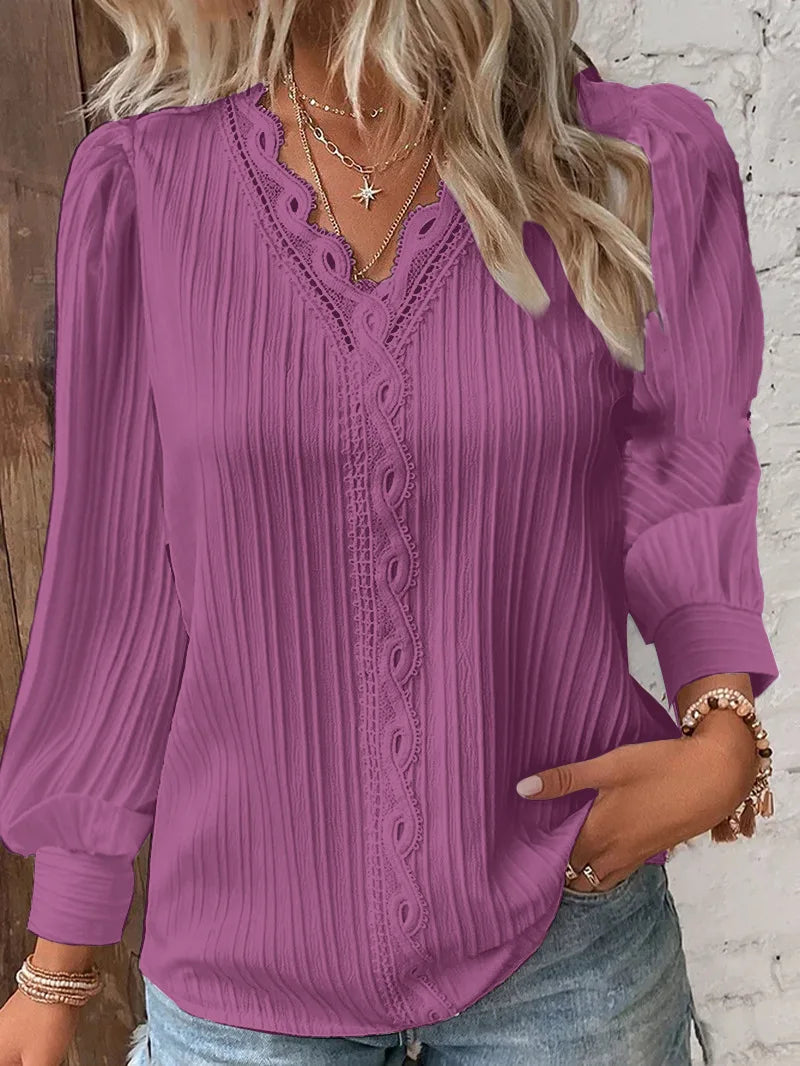 Camisa Elegante de Encaje Calado para Mujer