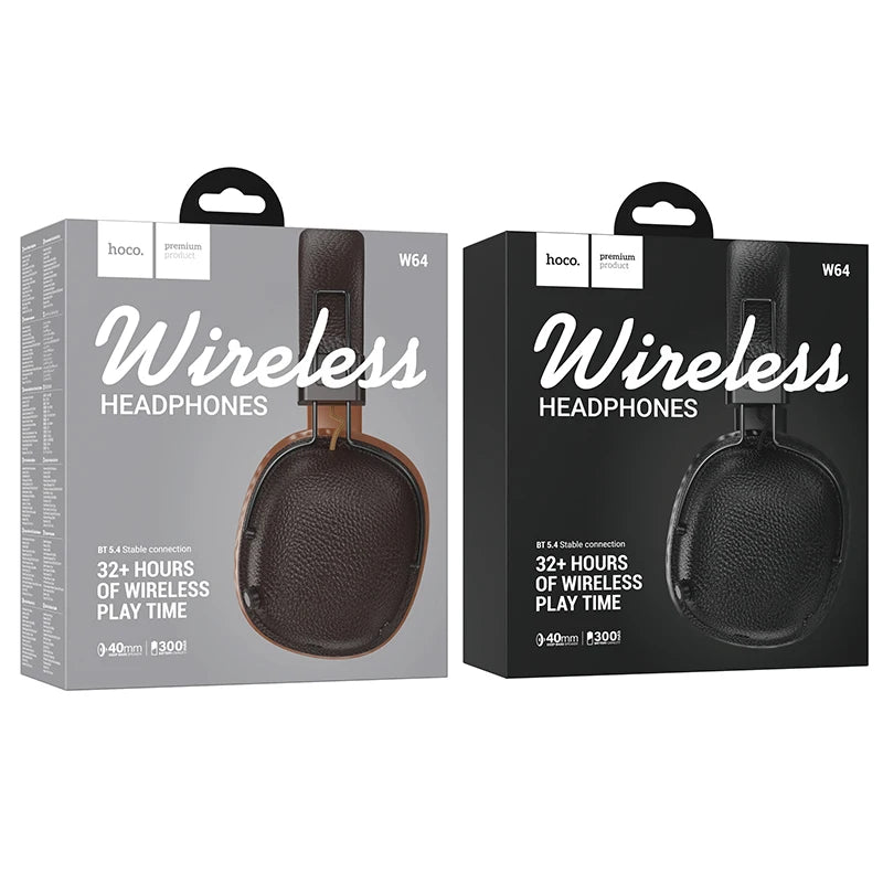 HOCO Retro Auriculares Bluetooth 5.4 Cuero PU HiFi