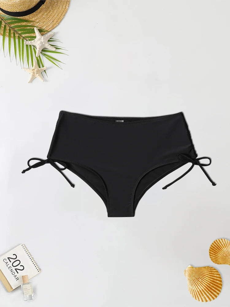 Bikini de Cintura Alta para Mujer, Short de Baño con Cordones