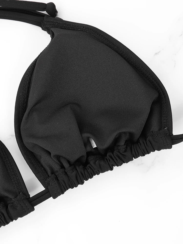 Top Bikini Sexy para mujer con cuello colgante y tiras