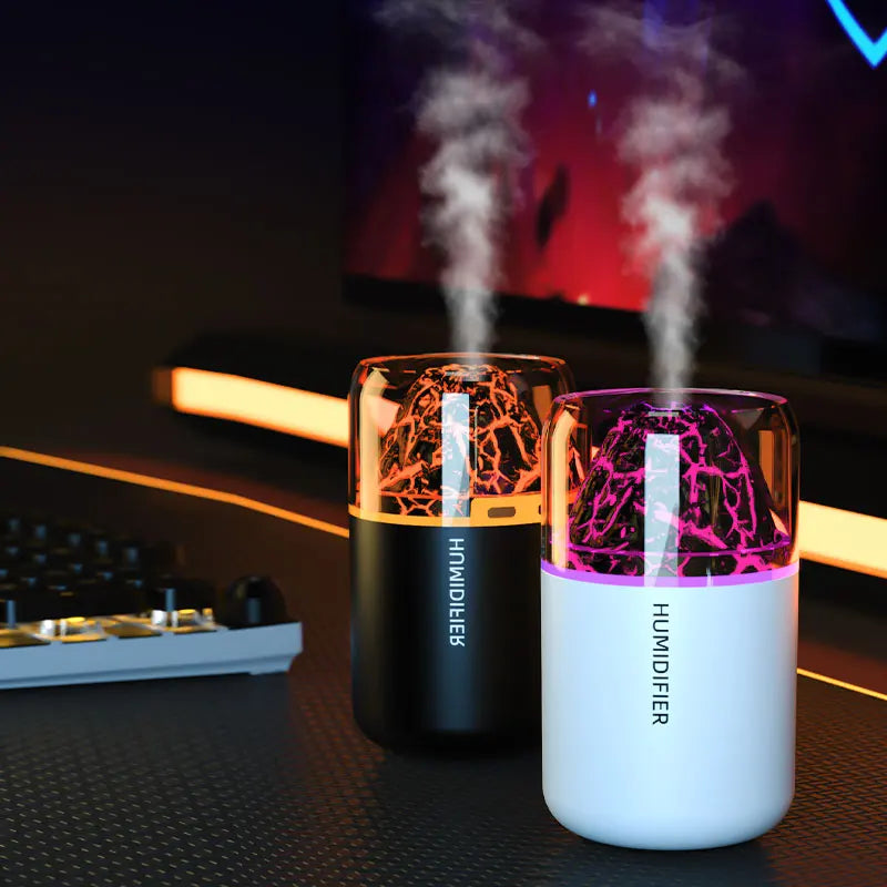 Mini Humidificador de Volcán con Luz de Ambiente