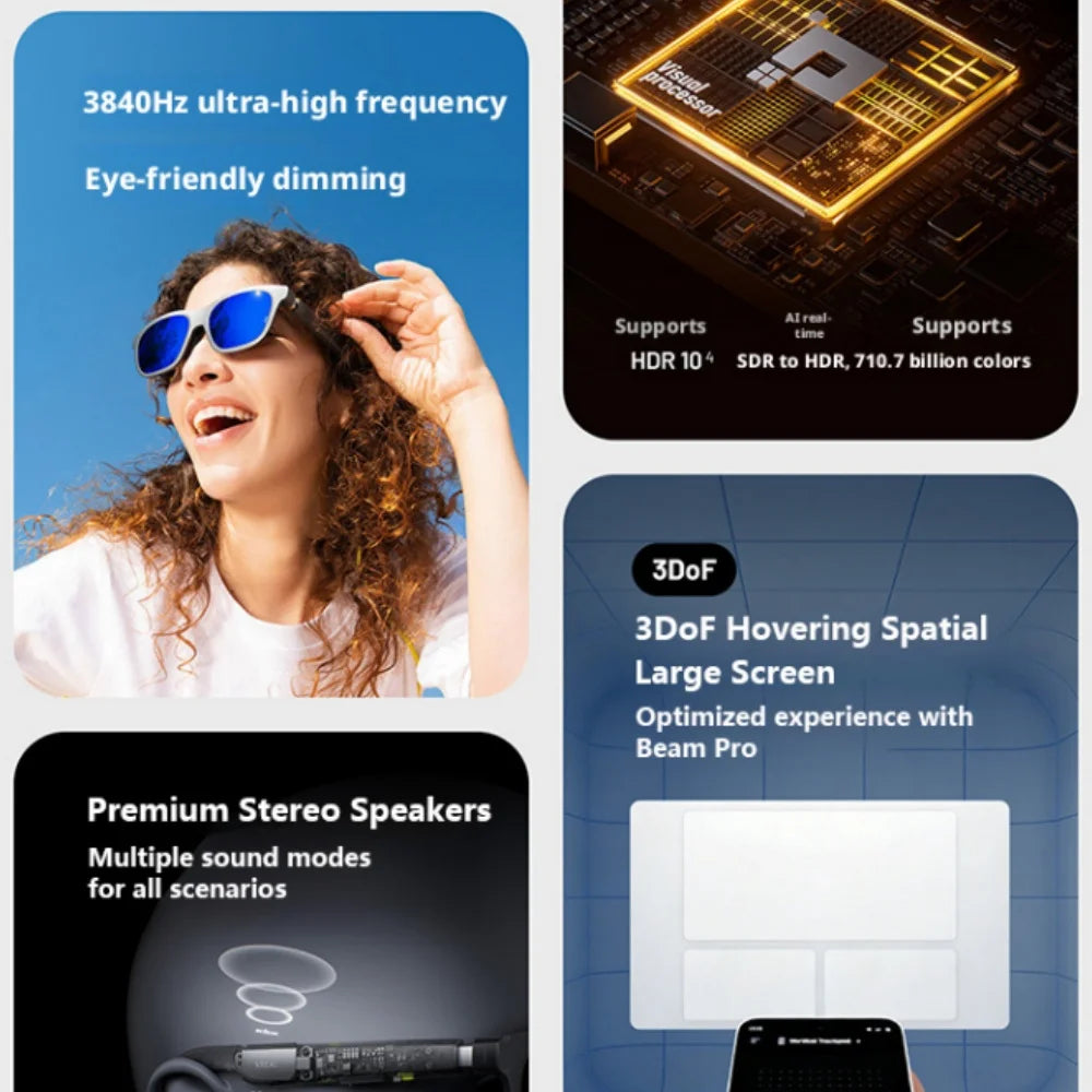 Gafas AR XREAL xbx a01, ultraligeras de 62g, compatibles con HDR10, 1600 nits, 50 grados de campo de visión, para ver películas y jugar.
