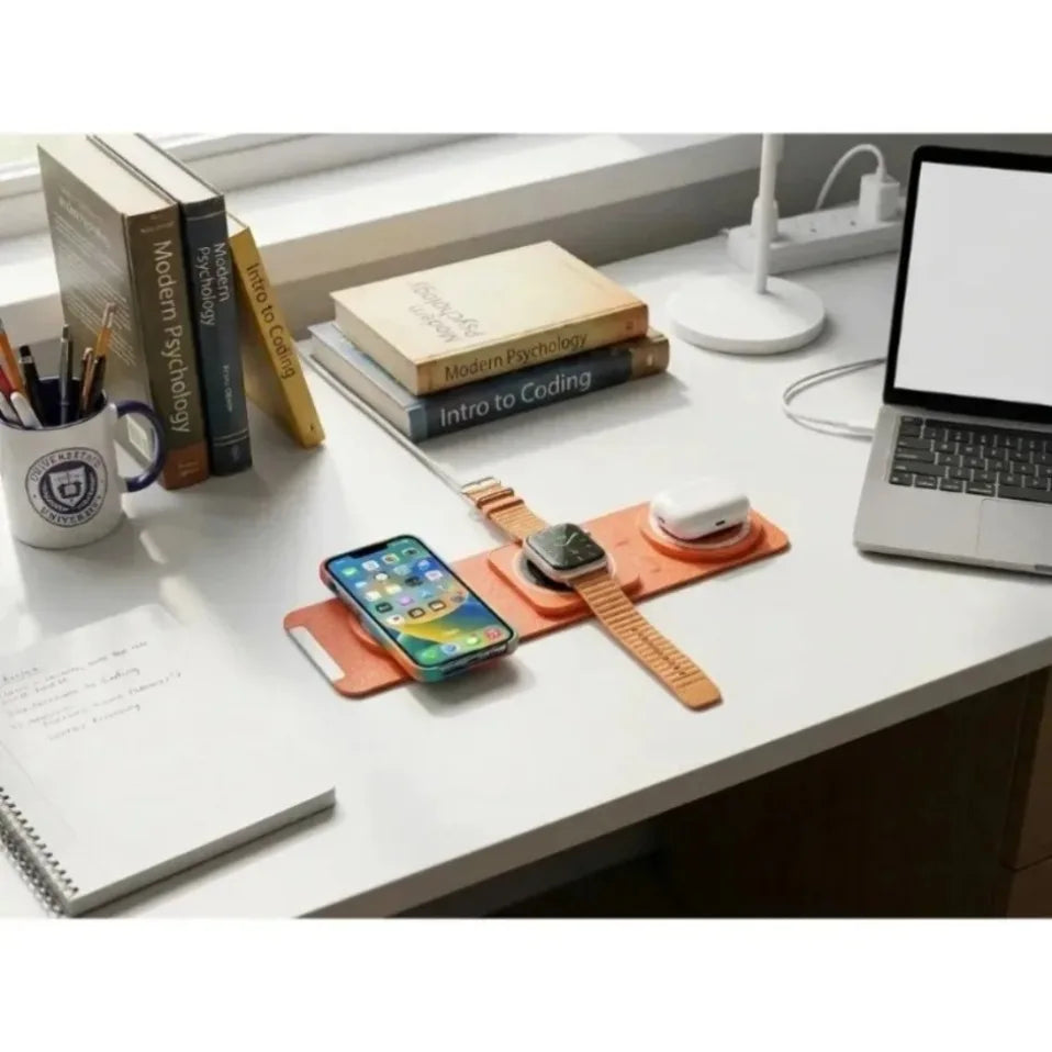 Cargador inalámbrico plegable 3 en 1, base de carga rápida para iPhone, Apple Watch, AirPods Pro, portátil, para viajes, hogar, oficina, uso diario