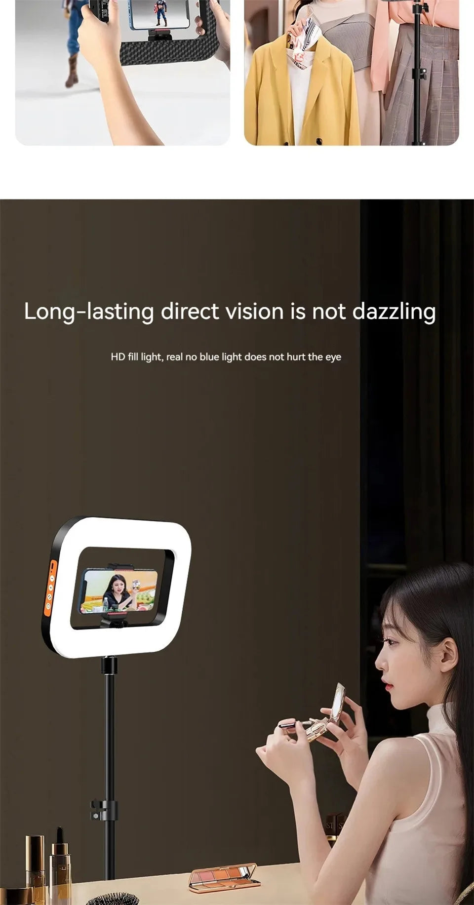 MEUYAG - Lámpara LED Cuadrada con Clip para Selfies, Iluminación para Fotografía, Grabación de Video, Transmisión en Vivo, Luz de Relleno Móvil